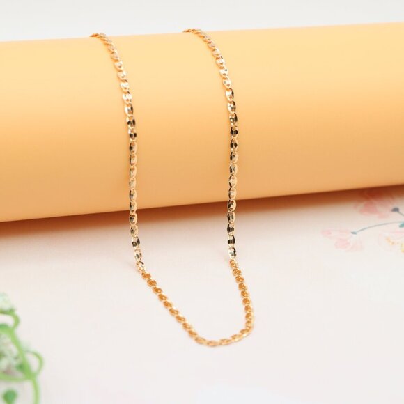 "Shiny Rose Gold Chain Necklace with Bold Polished Oval Links, XPNL0192 - Picture 5 of 12